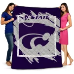 kansas state wildcats block border purple quilt blanket best selling