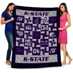 kansas state wildcats helmet heart purple quilt blanket best selling