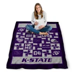 kansas state wildcats helmet heart purple quilt blanket best selling