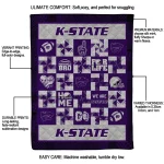 kansas state wildcats helmet heart purple quilt blanket best selling