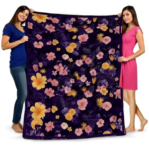 kansas state wildcats hibiscus foliage purple quilt blanket best selling