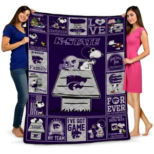 kansas state wildcats snoopy love purple quilt blanket best selling
