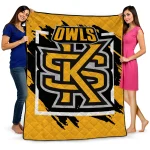 kennesaw state owls block border gold quilt blanket best selling