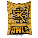 kennesaw state owls brick grid gold quilt blanket best selling