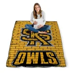 kennesaw state owls brick grid gold quilt blanket best selling
