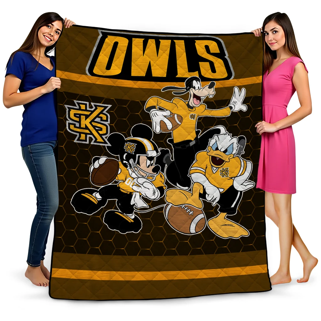 kennesaw state owls disney football gold quilt blanket best selling kennesaw state owls disney football gold quilt blanket best selling