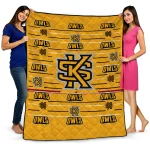 kennesaw state owls handdrawn stripes gold quilt blanket best selling