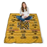kennesaw state owls handdrawn stripes gold quilt blanket best selling