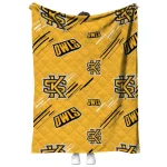 kennesaw state owls sketch lines gold quilt blanket best selling