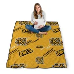 kennesaw state owls sketch lines gold quilt blanket best selling