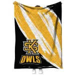 kennesaw state owls stroke art gold white quilt blanket best selling