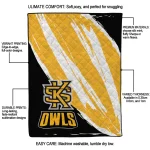 kennesaw state owls stroke art gold white quilt blanket best selling