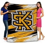 kennesaw state owls wild lines gold white quilt blanket best selling