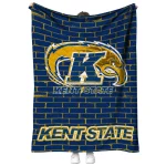 kent state golden flashes brick grid navy blue quilt blanket best selling