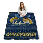 kent state golden flashes brick grid navy blue quilt blanket best selling