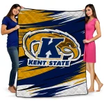 kent state golden flashes wild lines navy blue white quilt blanket best selling