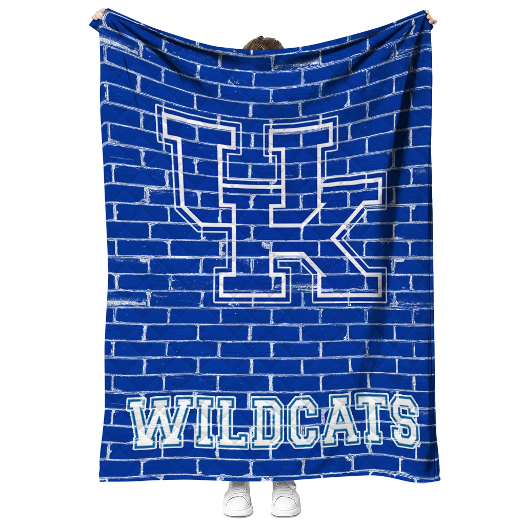 kentucky wildcats brick grid blue quilt blanket fashion forward
