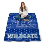 kentucky wildcats brick grid blue quilt blanket best selling