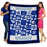 kentucky wildcats helmet heart blue quilt blanket best selling