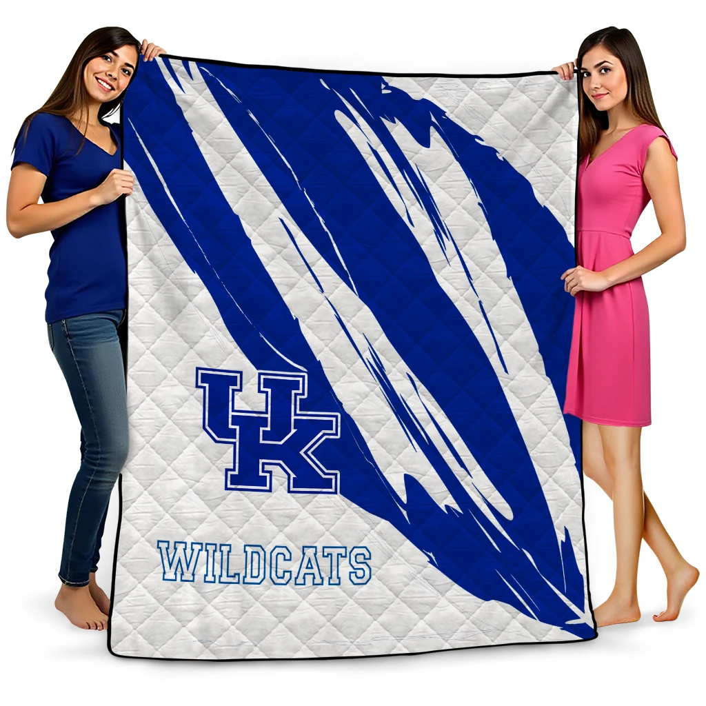 kentucky wildcats stroke art blue white quilt blanket best selling