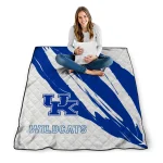 kentucky wildcats stroke art blue white quilt blanket best selling