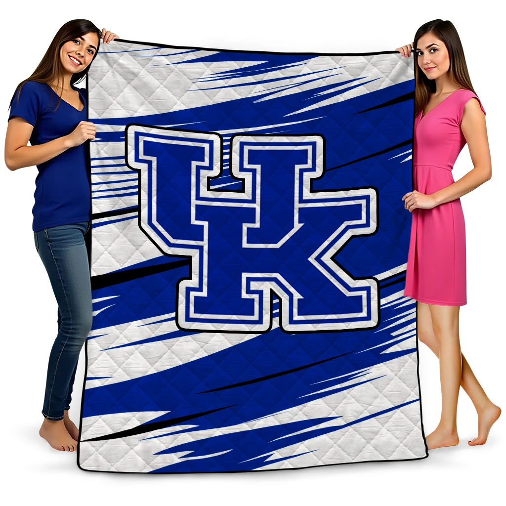 kentucky wildcats wild lines blue white quilt blanket best selling