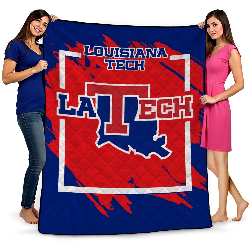 la tech block border blue quilt blanket best selling