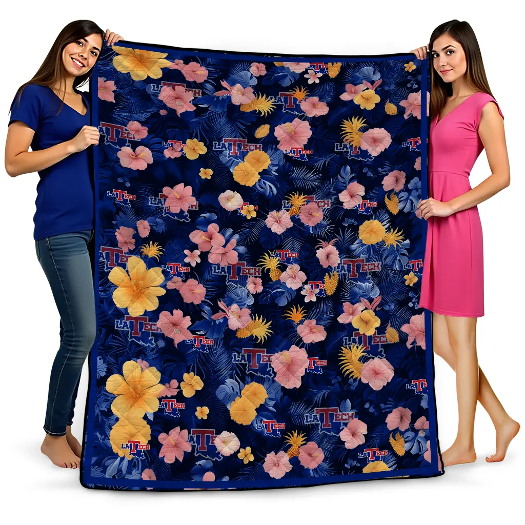 la tech hibiscus foliage blue quilt blanket best selling la tech hibiscus foliage blue quilt blanket best selling