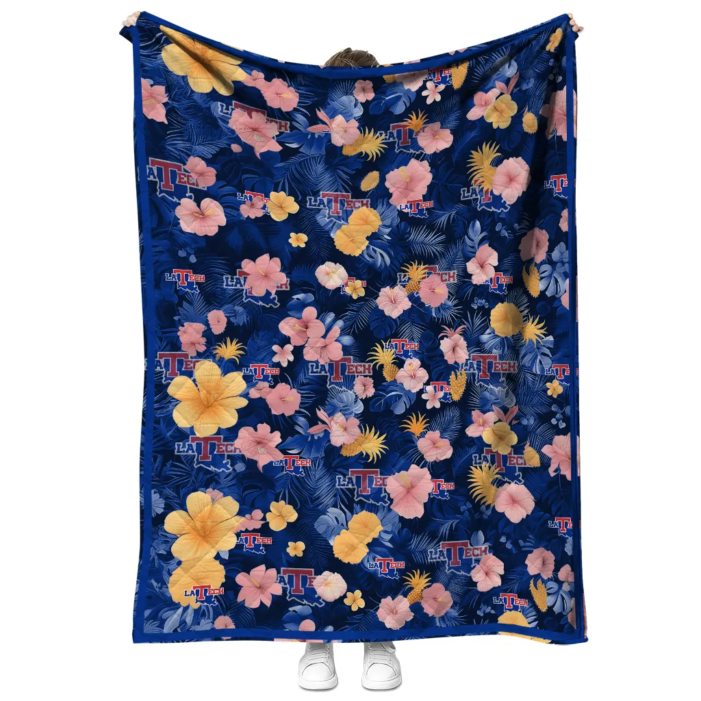la tech hibiscus foliage blue quilt blanket fashion forward la tech hibiscus foliage blue quilt blanket fashion forward