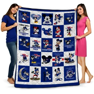 la tech mickey mouse motif blue white quilt blanket best selling