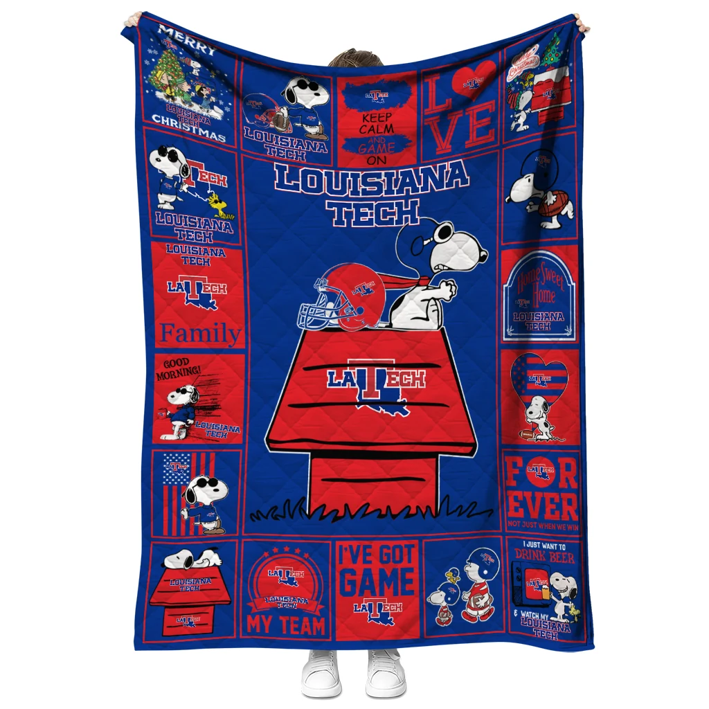 la tech snoopy love blue quilt blanket fashion forward la tech snoopy love blue quilt blanket fashion forward