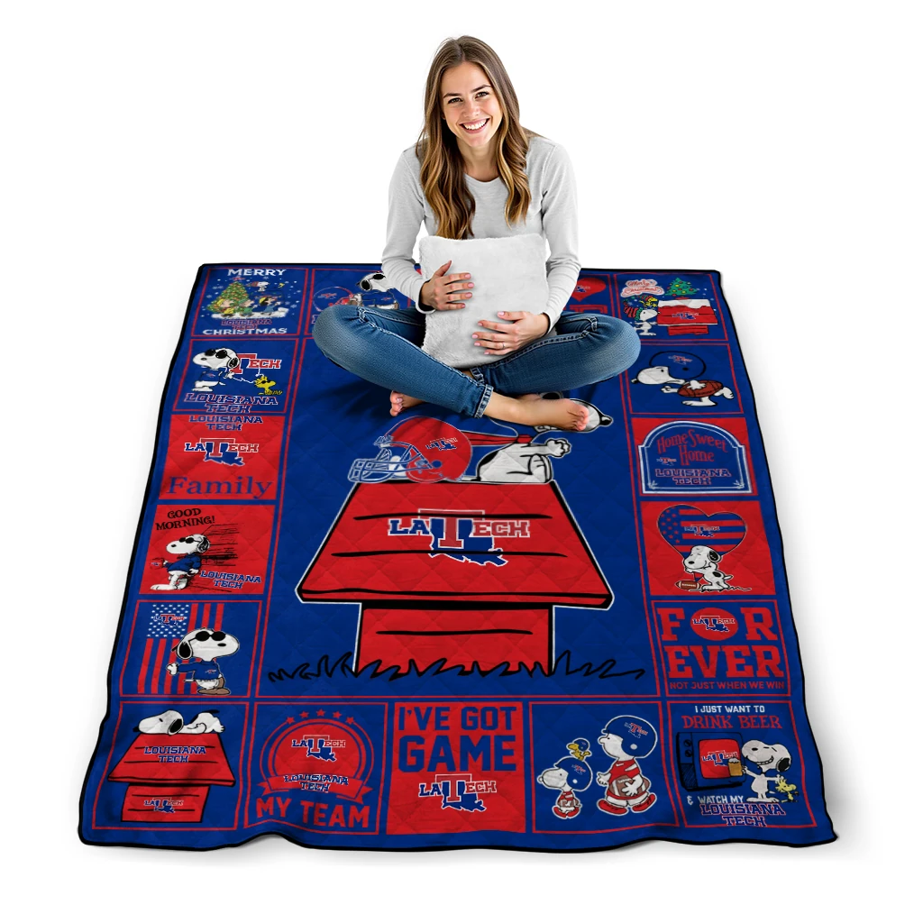 la tech snoopy love blue quilt blanket high quality la tech snoopy love blue quilt blanket high quality