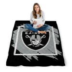 las vegas raiders block border black quilt blanket best selling