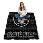 las vegas raiders brick grid black quilt blanket best selling