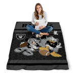 las vegas raiders disney football black quilt blanket best selling