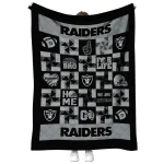 las vegas raiders helmet heart black quilt blanket best selling