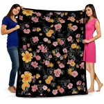 las vegas raiders hibiscus foliage black quilt blanket best selling