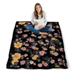 las vegas raiders hibiscus foliage black quilt blanket best selling