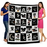 las vegas raiders mickey pattern black white quilt blanket best selling