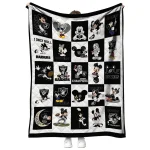 las vegas raiders mickey pattern black white quilt blanket best selling