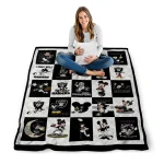 las vegas raiders mickey pattern black white quilt blanket best selling