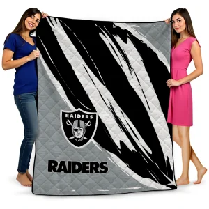 las vegas raiders stroke art black white quilt blanket best selling