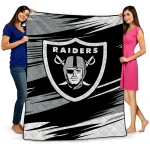 las vegas raiders wild lines black white quilt blanket best selling