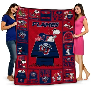 liberty flames snoopy love red quilt blanket best selling