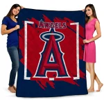 los angeles angels block border blue quilt blanket best selling