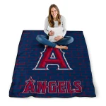 los angeles angels brick grid blue quilt blanket best selling