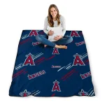 los angeles angels sketch lines blue quilt blanket best selling