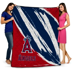los angeles angels stroke art blue white quilt blanket best selling