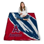 los angeles angels stroke art blue white quilt blanket best selling