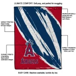 los angeles angels stroke art blue white quilt blanket best selling